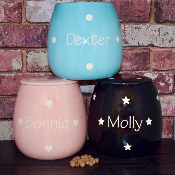 Large personalised dog treat jar, ceramic dog jar, dog canister, dog food holder, personalised dog jar, dog food storage, dog treat jar