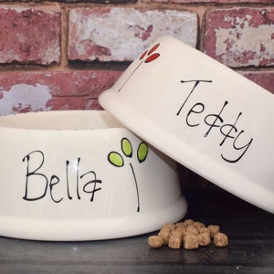 Medium slanted dog bowl, dog bowl, ceramic dog bowl, dog food bowl, custom dog bowl, dog feeder, personalised dog bowl, dog bowls, dog gift