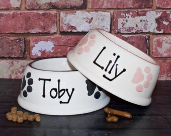 Medium slanted dog bowl, dog bowl, dog food bowl, custom dog bowl, personalised dog bowl, dog feeder, ceramic dog bowl, dog bowls, dog gift