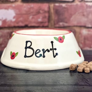 Extra Small slanted bowl, cat bowl, dog bowl, custom dog bowl, personalised cat bowl, cat food dish, dog bowl ceramic, rabbit bowl, poppy