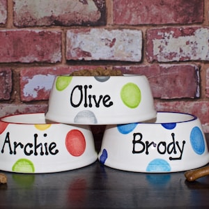 Medium slanted dog bowl, dog bowl, dog food bowl, custom dog bowl, dog feeder, personalised dog bowl, dog bowls, dog gift, ceramic dog bowl