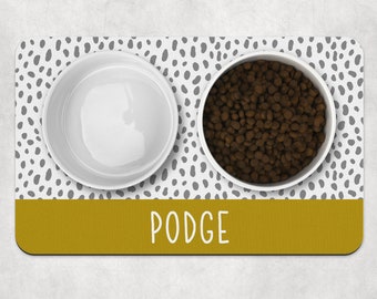 Dog Bowl Mat, Personalised Pet Bowl Mat, Customised Bowl Mat, Mustard Dog Food Mat, Puppy Bowl Mat, Cat Kitten Mat, Dog Mat, Dog Lover Gift