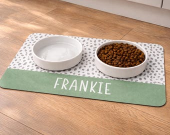 Dog Bowl Mat, Personalised Pet Bowl Mat, Customised Bowl Mat, Sage Dog Food Mat, Puppy Bowl Mat, Cat Kitten Mat, Dog Mat, Dog Lover Gift