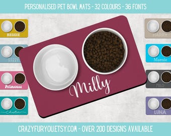 Hundenapfmatte, Benutzerdefinierte Name Bowl Hundmatte, personalisierte Haustiernapfmatte, Hundefuttermatte, Welpe Schüsselmatte, Katzenkätzchen Matte, Hund Katze fütternde Matte, Hundematte