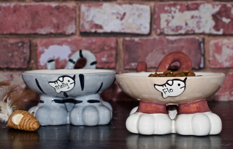 Elevated Cat Bowl Raised Cat Bowl Personalised Cat Bowl Cat Etsy