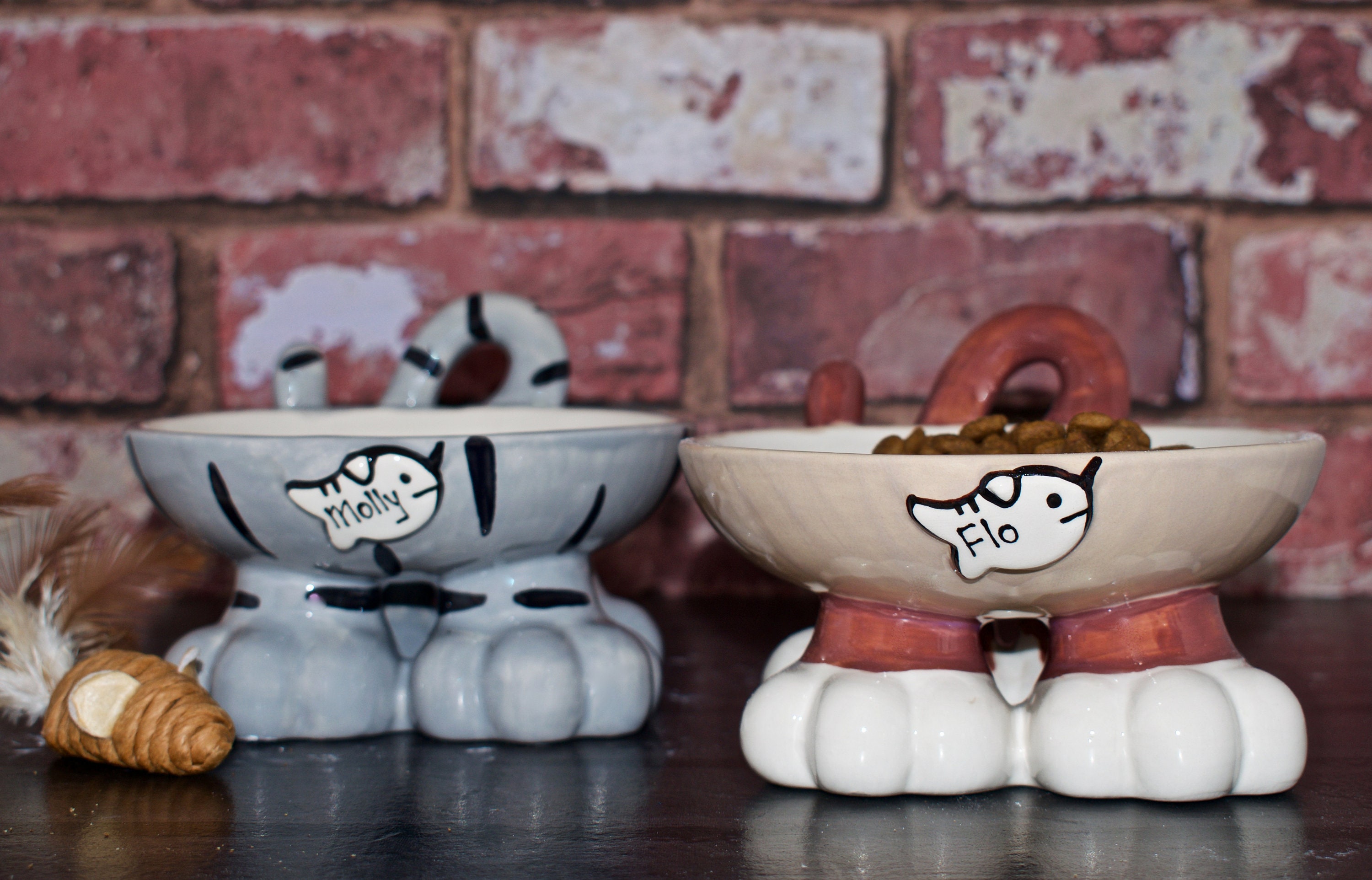 Elevated cat bowl raised cat bowl personalised cat bowl cat Etsy