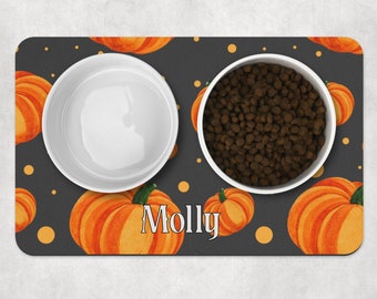 Pumpkin mat, Halloween mat, Dog Bowl Mat, Personalised Pet Bowl Mat, Customised Bowl Mat, Dog Food Mat, Puppy Bowl Mat, Pumpkin Cat bowl Mat