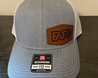 FAFO target leather patch Trucker hat Richardson 112