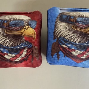 Eagle American flag Cornhole Pro Bags stick n slide set of 8