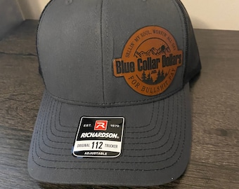 Blue Collar Dollars leather patch Trucker hat Richardson 112