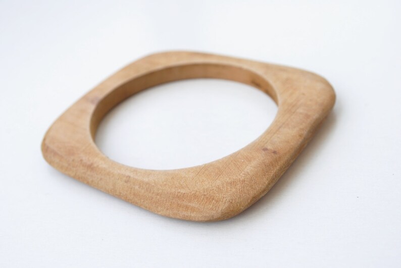 Wood Bracelet Vintage Bangle Vintage Wood Bangle Boho Bangle Square Bangle Natural Jewelry Tribal Bracelet Ethnic Bracelet
