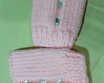 Pink fingerless  gloves