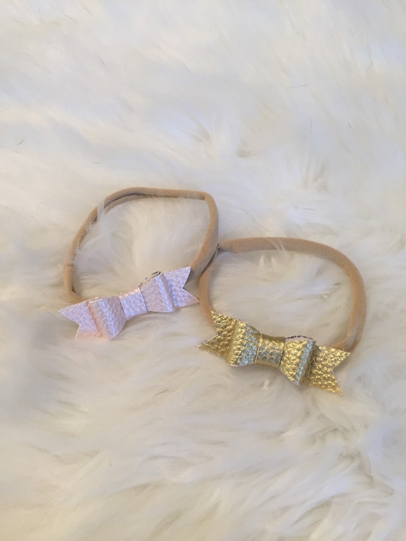 Girls Mini Pink and Gold Headbands