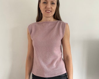 Cashmere slipover, boat neck top, sleeveless pullover, cashmere tank top,knitted vest, cashemere top, cashmere slipover, merino top,