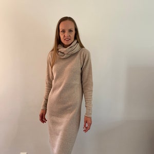 Cashmere merino dress, pullover dress, merino dress, knee-lenght dress, winter dress, classic dress, knitted jumper dress, SIZE S