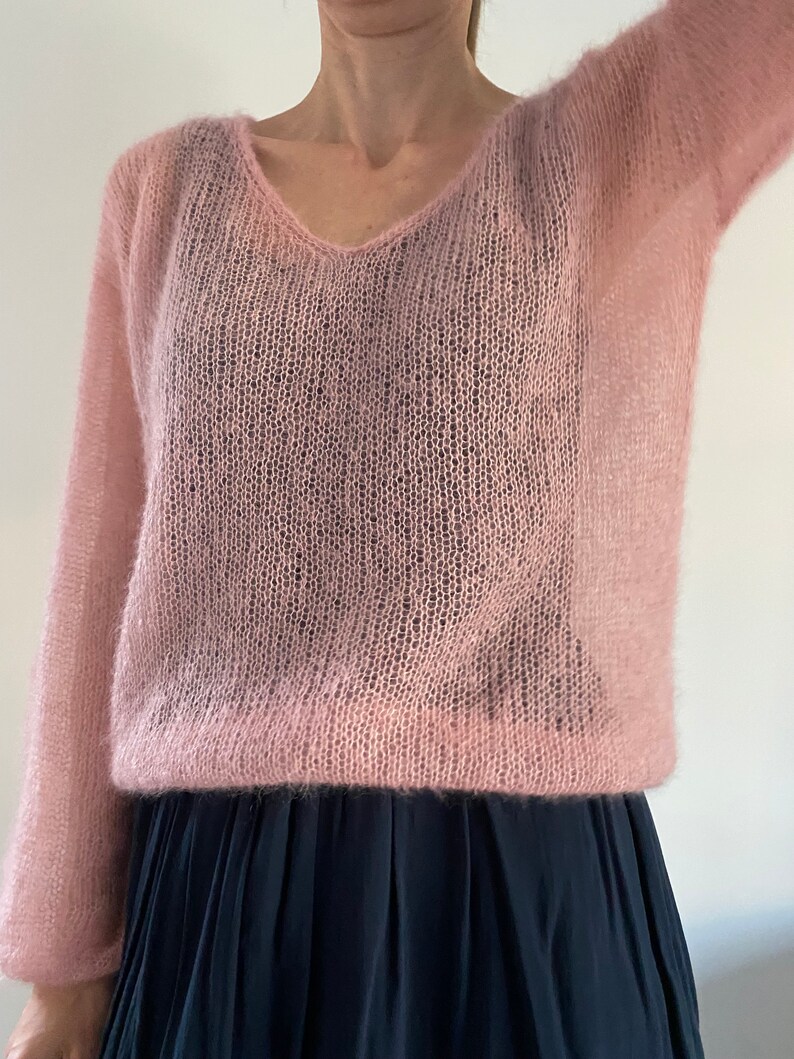 Mohair jumper, bridal mohair sweater, lightweight mohair pullover, mohair-silk sweater, oversized jumper, oversized mohair sweater, wedding image 5