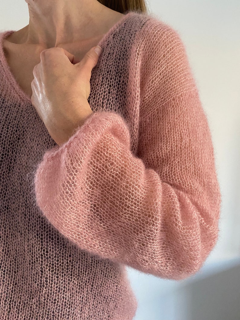 Mohair jumper, bridal mohair sweater, lightweight mohair pullover, mohair-silk sweater, oversized jumper, oversized mohair sweater, wedding image 4