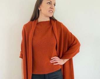 Merino shawl, Cashmere scarf, Shoulder wrap, Stolla, Extra large scarf, Blanket scarf,rust color scarf, cashmere shoulder wrap, bridal shawl