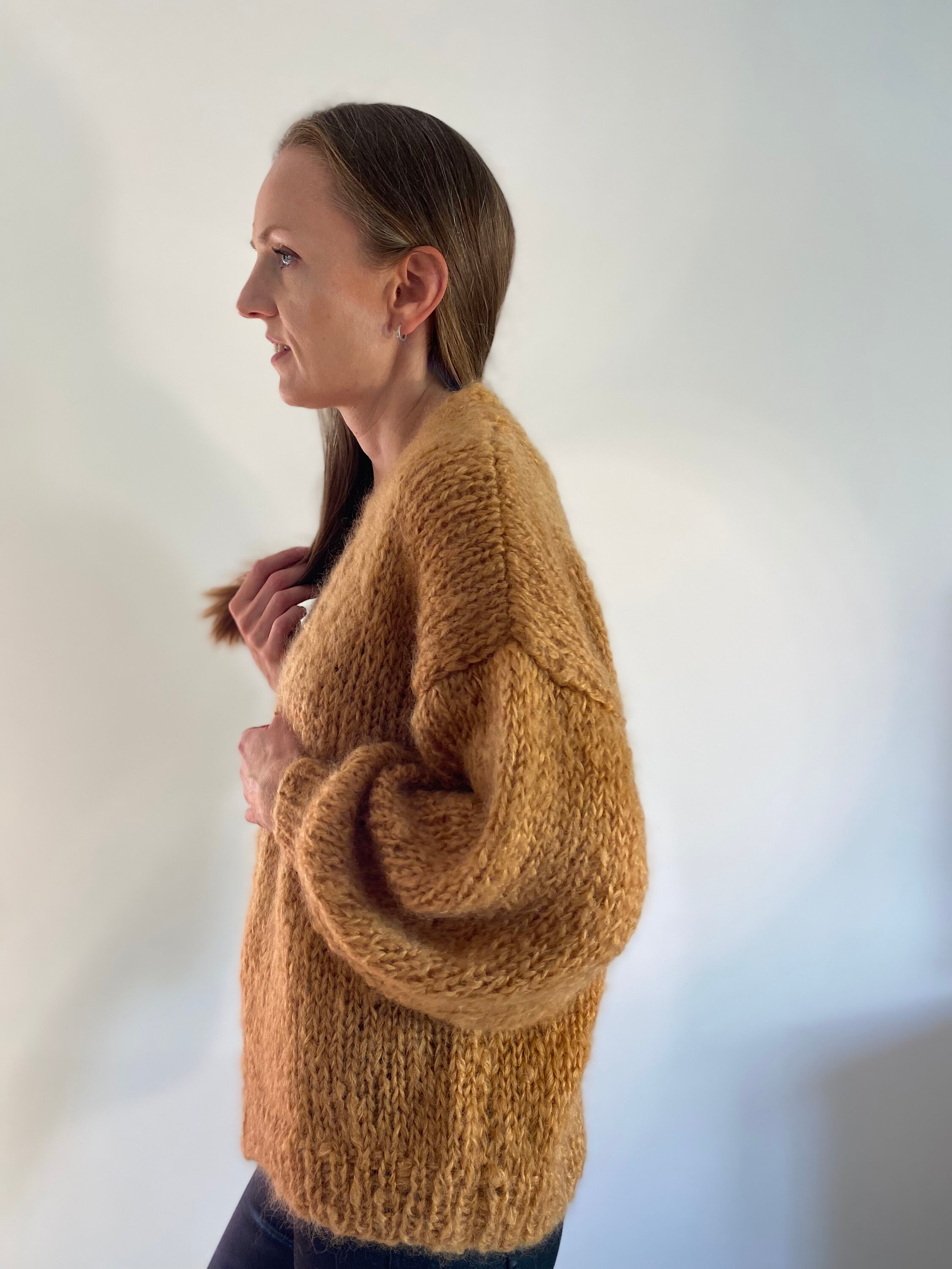 Hand Knitted Mohair Cardigan, Chunky Mohair Sweater, Mohair Bomber ...