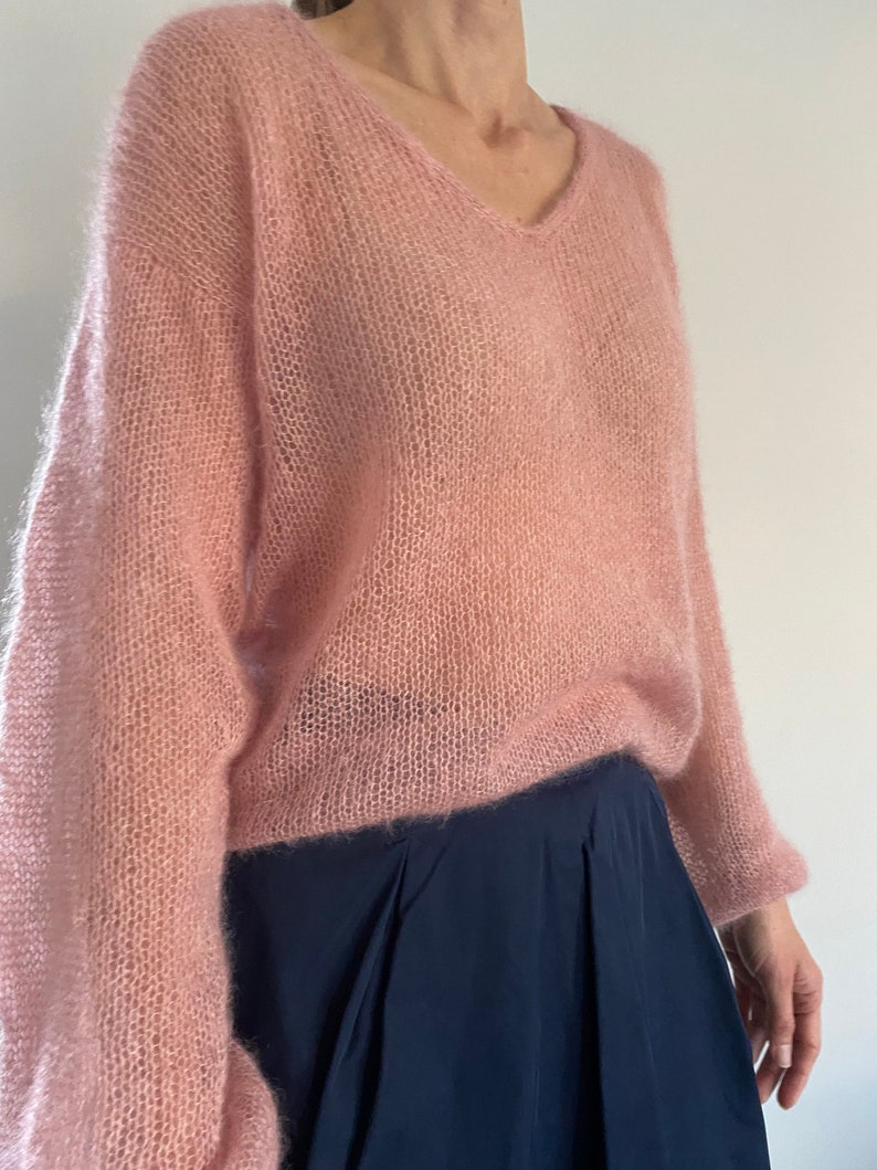 Mohair jumper, bridal mohair sweater, lightweight mohair pullover, mohair-silk sweater, oversized jumper, oversized mohair sweater, wedding image 2