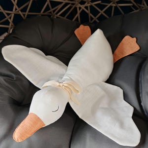 Toy Goose. Large Goose Plushie, nursery decor, sleeping goose toy.  21 inch goose. Baby gift.  Baby comforter stuffie. Cuddle Goose Toy
