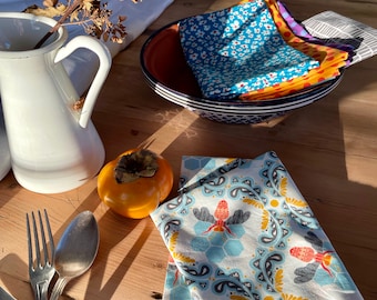 Large Cotton Dinner Napkin "Bee Sweet Morning"