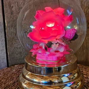 Vintage 80's Musical Pink Light Up Flower Lamp Music Box