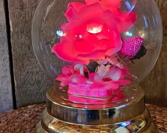 Vintage 80's Musical Pink Light Up Flower Lamp Music Box