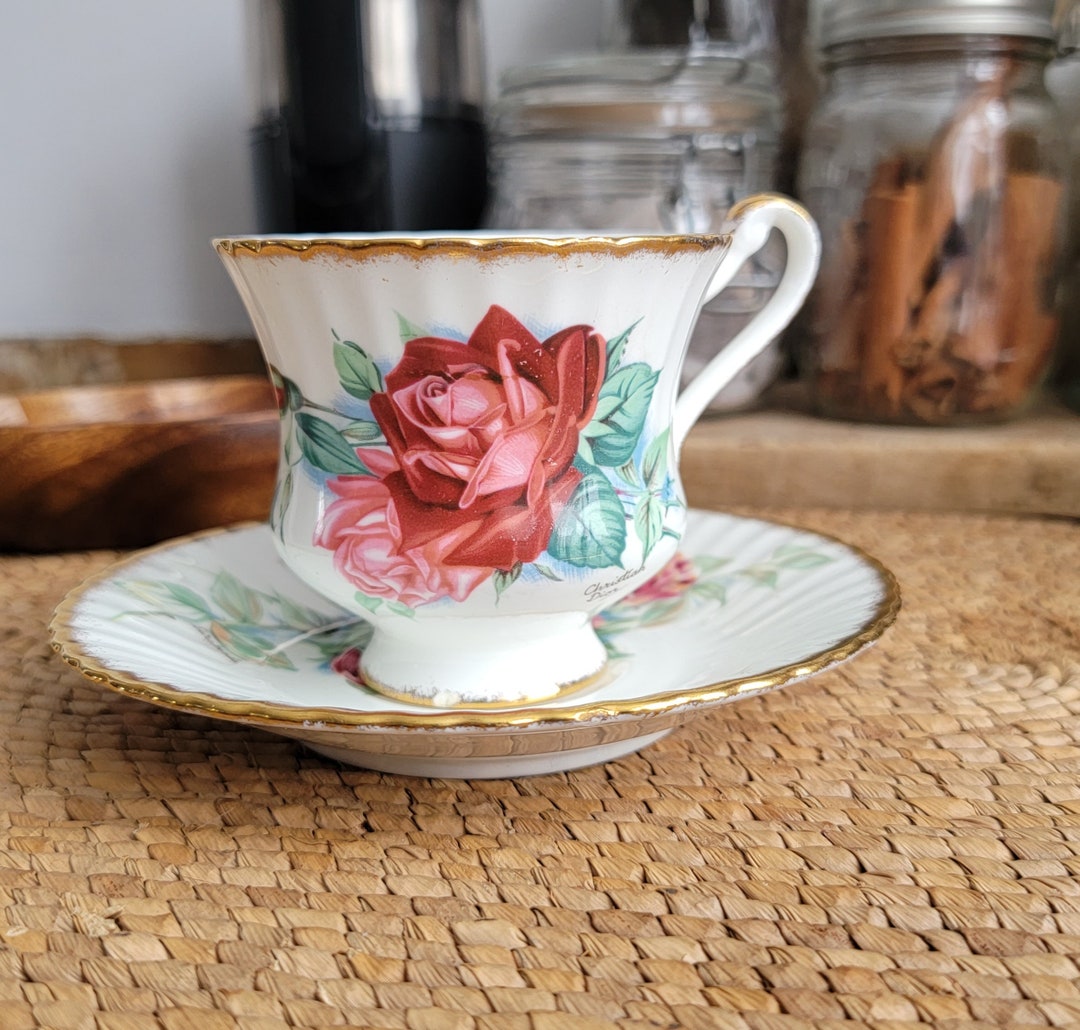 Vintage Paragon Christian Dior Tea Cup and Saucer Set W Small Flaw