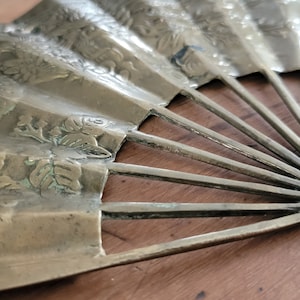 Vintage Messing geätzt asiatischen Handfächer - Wanddekor, massives Messing