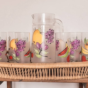Juice Pitcher and Glasses Set - Frosted Fruit Dartington Crystal