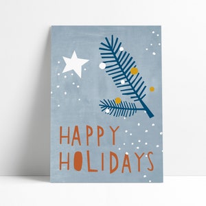 Postkarte »Happy Holidays« blau