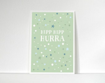 Hourra Hipp Hipp carte postale » « / / vert ».