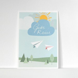 Carte postale avion en papier « Bon voyage »
