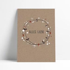Postkarte »Alles Liebe« Beerenkranz