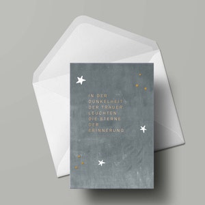 Carte dépliante carte de deuil étoiles, avec enveloppe