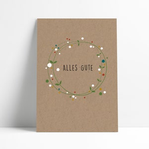 Postkarte »Alles Gute« Beerenkranz