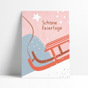 Postkarte »Schöne Feiertage« Schlitten