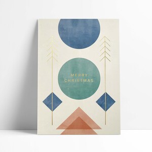 Postkarte Geometric Xmas »Merry Christmas« / Goldprägung