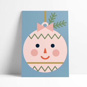 Postkarte "Funny Faces" Weihnachtskugel