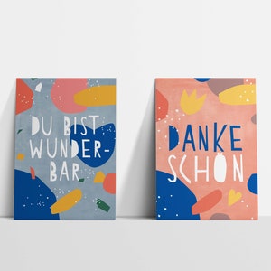 Postkartenset »Du bist wunderbar & Dankeschön«