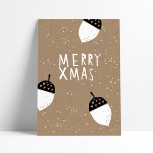 Postcard Acorn "Merry Xmas"