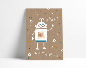 Postkarte Geburtstag »Happy Robo«