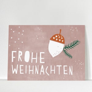 Postkarte »Frohe Weihnachten« rosa