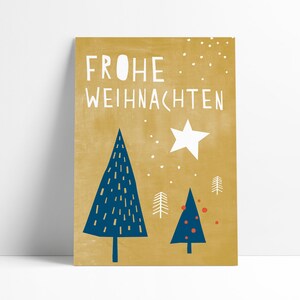 Postkarte »Frohe Weihnachten« gelb