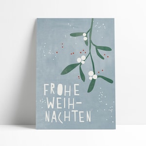 Postkarte »Mistelzweig« hellblau