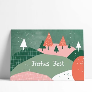 Postkarte »Frohes Fest« Winterlandschaft