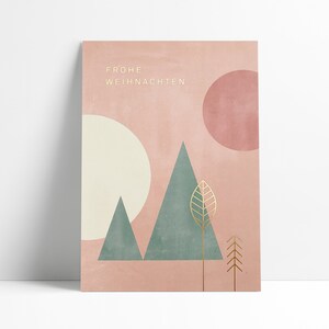 Postkarte Geometric Xmas »Frohe Weihnachten« / Goldprägung