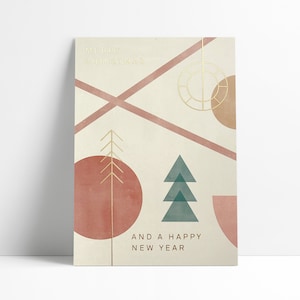 Postkarte Geometric Xmas »Merry Christmas and a happy New Year« / Goldprägung