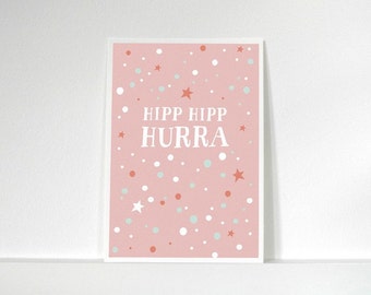Postcard» Hipp Hipp Hurrah «//pink